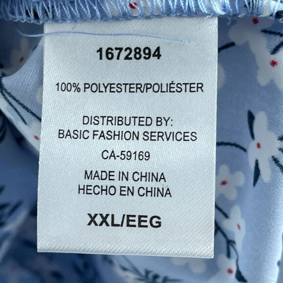 Mario Serrani Womens Blue Floral Print 3/4 Sleeve Blouse XXL NWT 2443 - Picture 5 of 9